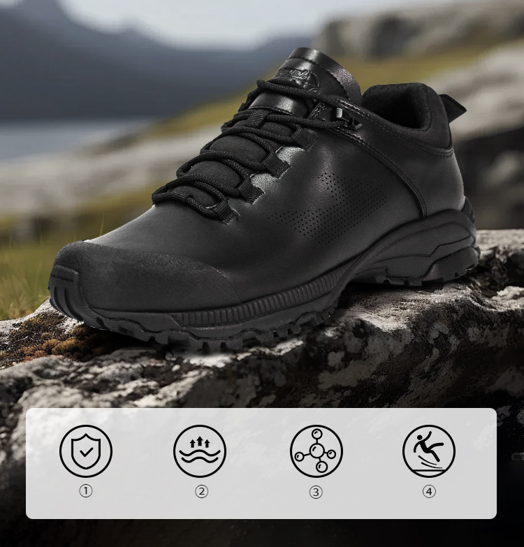 Water Splash Protection Leather Trekking Shoes