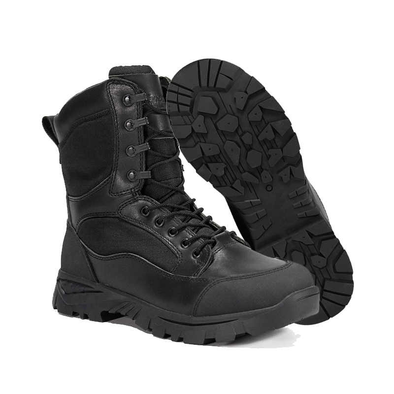 Pig Leather Zipper Design Police Boots